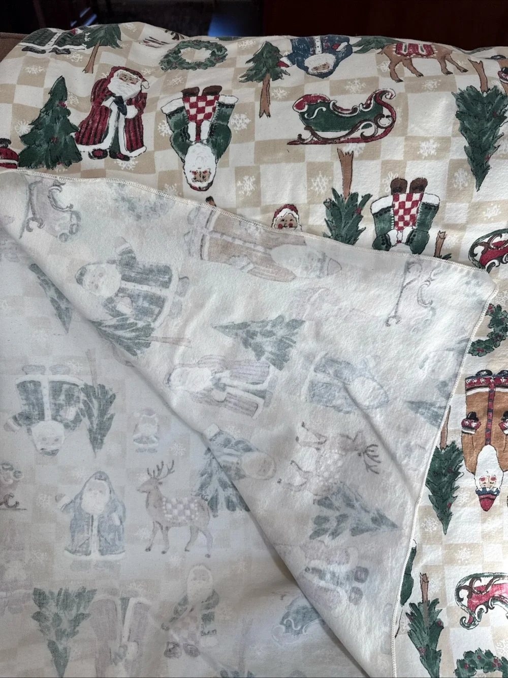 Vintage Christmas With Santa Tablecloth. 90x58 Holidays decor dining